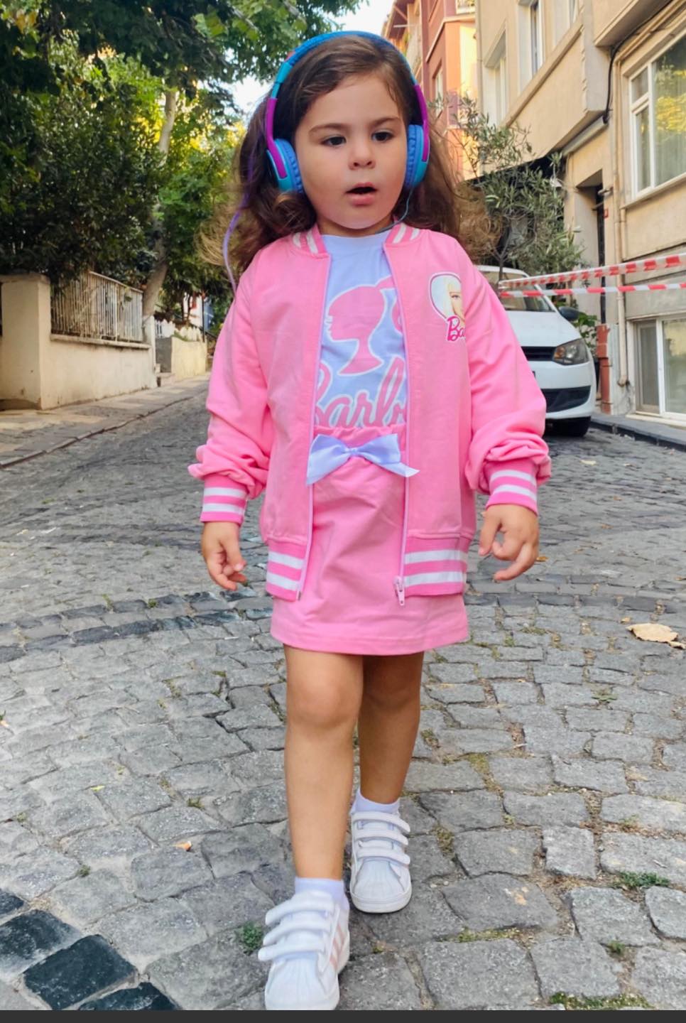 Barbie Set with Skirt, College Jacket, Blouse Pink