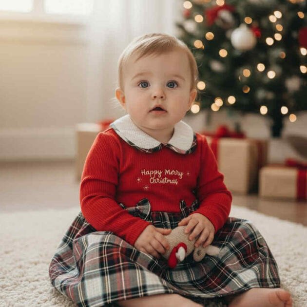 Borduxe Χριστουγεννιάτικο Βαμβακερό Φόρεμα