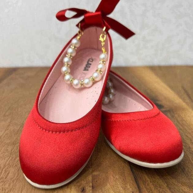 Μπαλαρίνες σε Κόκκινο με Αποσπώμενο Βραχιολάκι-Πέρλες