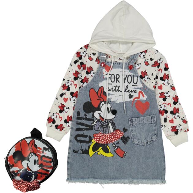 Φόρεμα σαλοπέτα Minnie, φούτερ, τσάντα Σετ