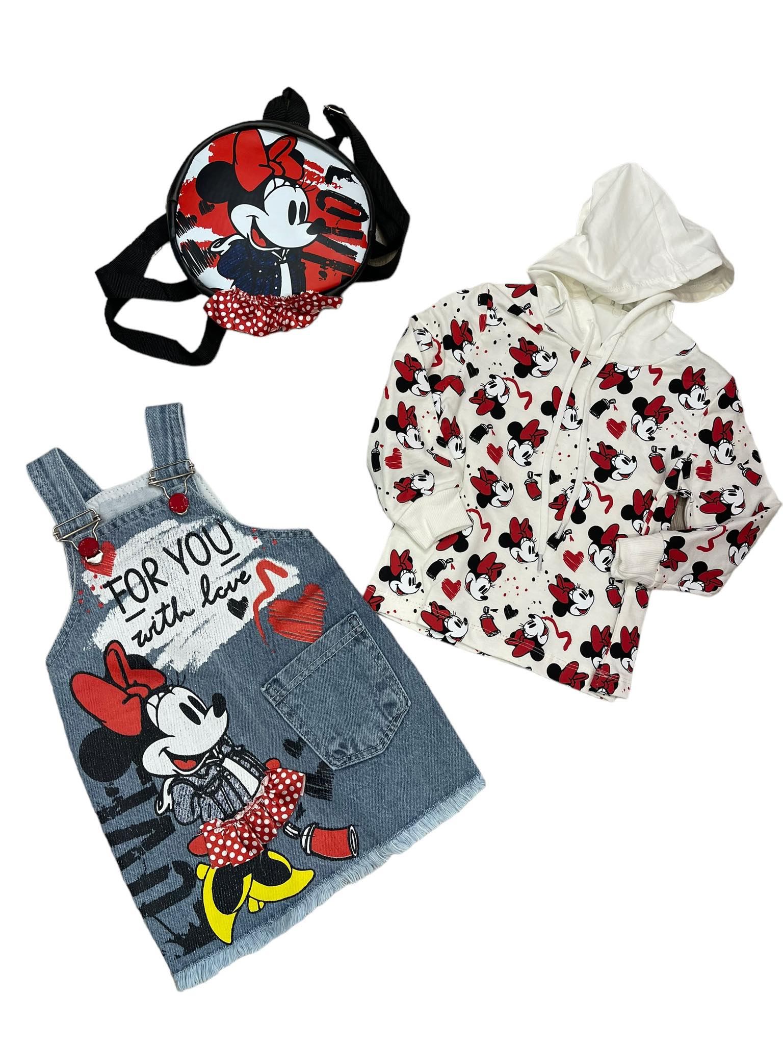 Φόρεμα σαλοπέτα Minnie, φούτερ, τσάντα Σετ - Image 2