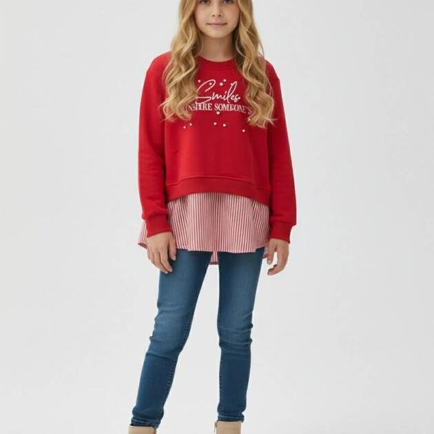 Little Star Design Φούτερ με σχέδιο πουκάμισου Κόκκινο