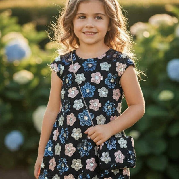 WB French Φόρεμα με Γκλίτερ και Λουλούδια