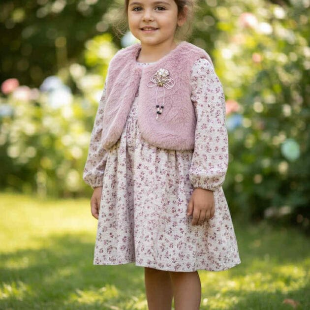 Φόρεμα με μάλλινο γιλέκο