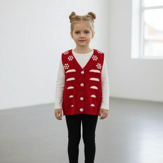 Πλεκτό Βαμβακερό Γιλέκο – Διπλής Όψης<span> - </span>4 ετών