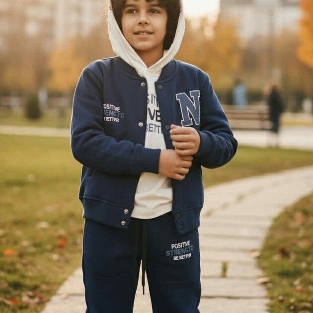 Σετ Φόρμας Τριών Τεμαχίων με Κολεγιακό Μπουφάν – Αγόρι