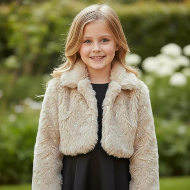 WB Κοντό Γούνινο Μπολερό με Παγιέτες