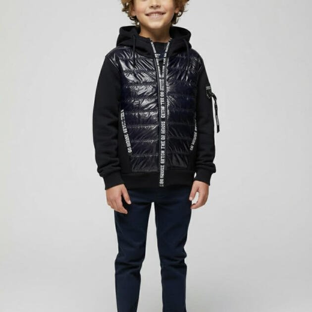 WB Αθλητική Ζακέτα Αγoριού με Αδιάβροχο Μπροστινό Μέρος με Fleece Επένδυση μαύρο