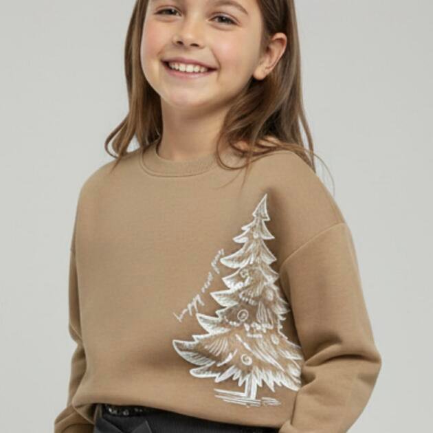 Little Star Φούτερ από 100% Βαμβάκι με Εσωτερικό Fleece ,mocha