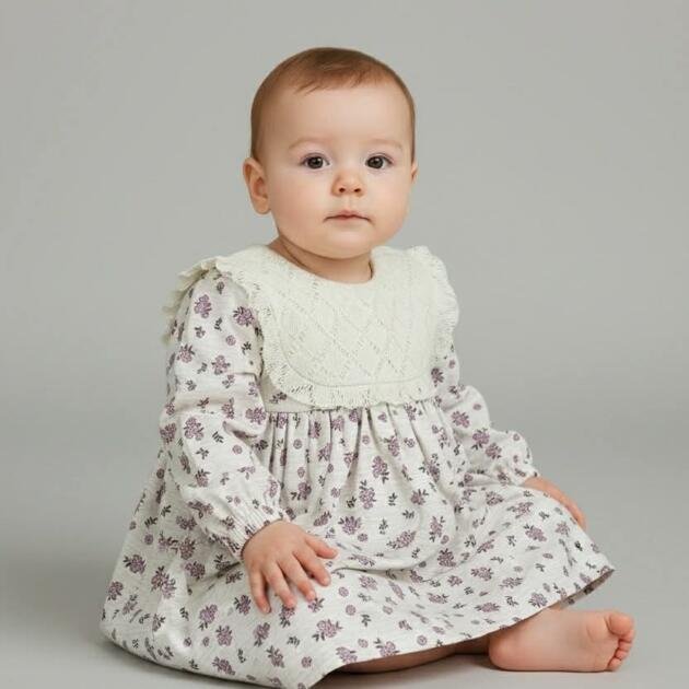 Φόρεμα Λινό-Βαμβάκι με Πλεκτή Δαντέλα στο Γιακά με Βαμβακερή Φόδρα