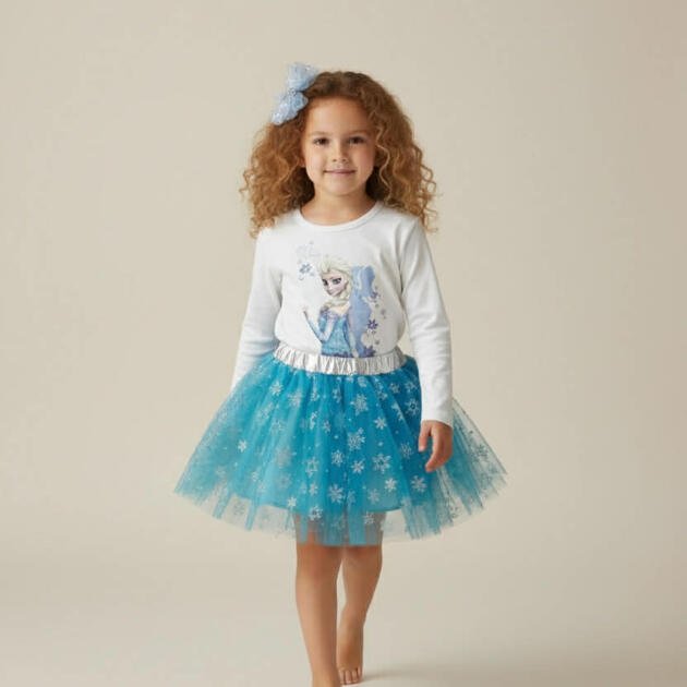 Σετ Πριγκίπισσα του Πάγου – Φούστα, Μπλούζα & Κορδέλα Μαλλιών μαζί με λαμπάδες