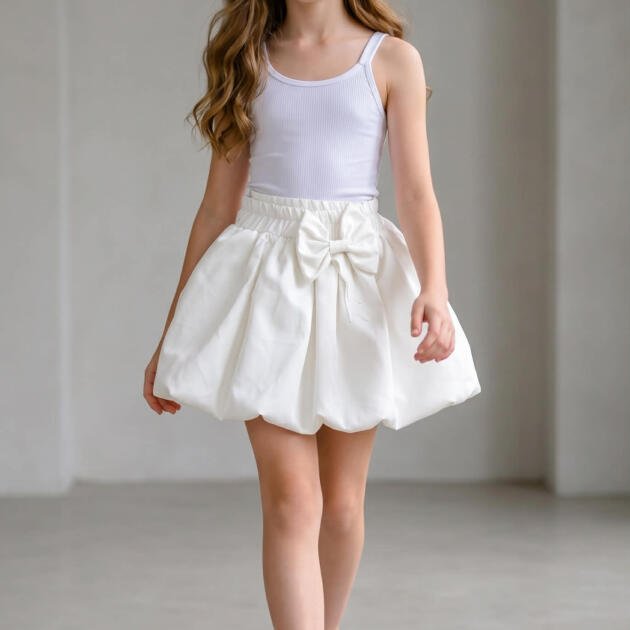 WB Little Star Παιδική balloon φούστα με φιόγκο λευκή ,Limited Edition