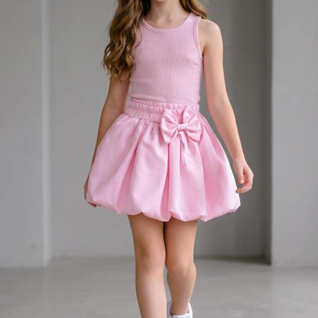 WB Little Star Παιδική balloon φούστα με φιόγκο ροζ ,Limited Edition<span> - </span>8 ετών