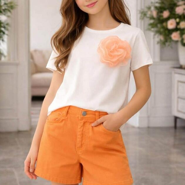 WB Little Star Παιδικό Σορτς Κοριτσιού Πορτοκαλί – Καλοκαιρινή Συλλογή