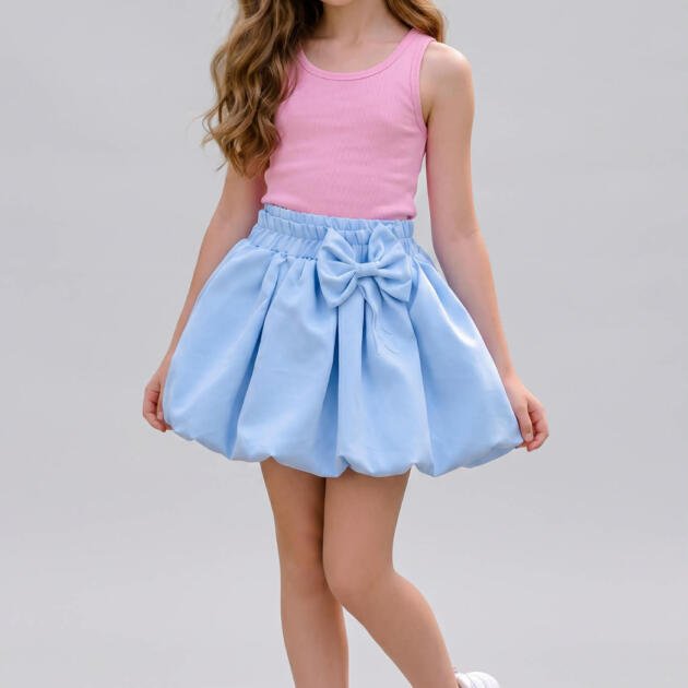 WB Little Star Παιδική balloon φούστα με φιόγκο μπλε ,Limited Edition