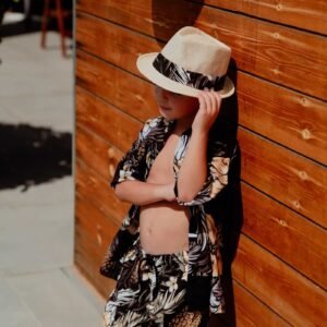 Μαγιό βερμούδα allover print black hawai